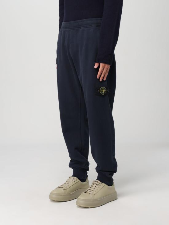 STONE ISLAND Navy Cotton Fleece Jogger Sweatpants Men 811560920V0020 NAVY DOM