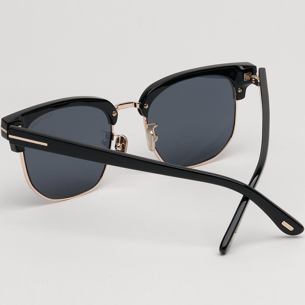 TOM FORD Black Gold Browline Asian Fit Square Sunglasses TF1165K 01A