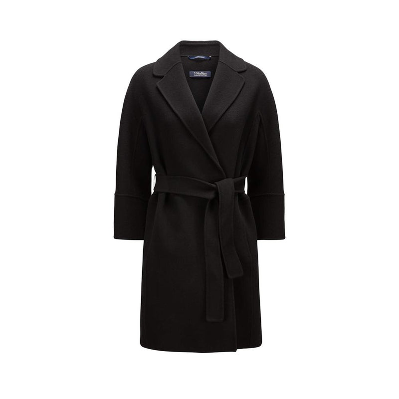 Max Mara Virgin Wool Robe Coat Black 2529016071 013