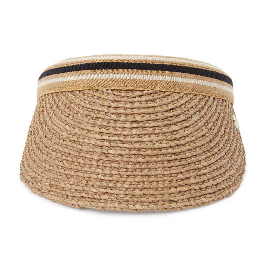 HELEN KAMINSKI Bianca 8 Stripe Women’s Visor Cap HAT52203 NOUGAT BLACK STRIPE