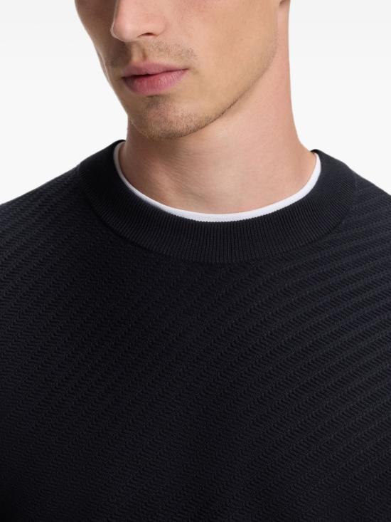 HUGO BOSS Dark Blue Cotton Crewneck Sweater Men’s