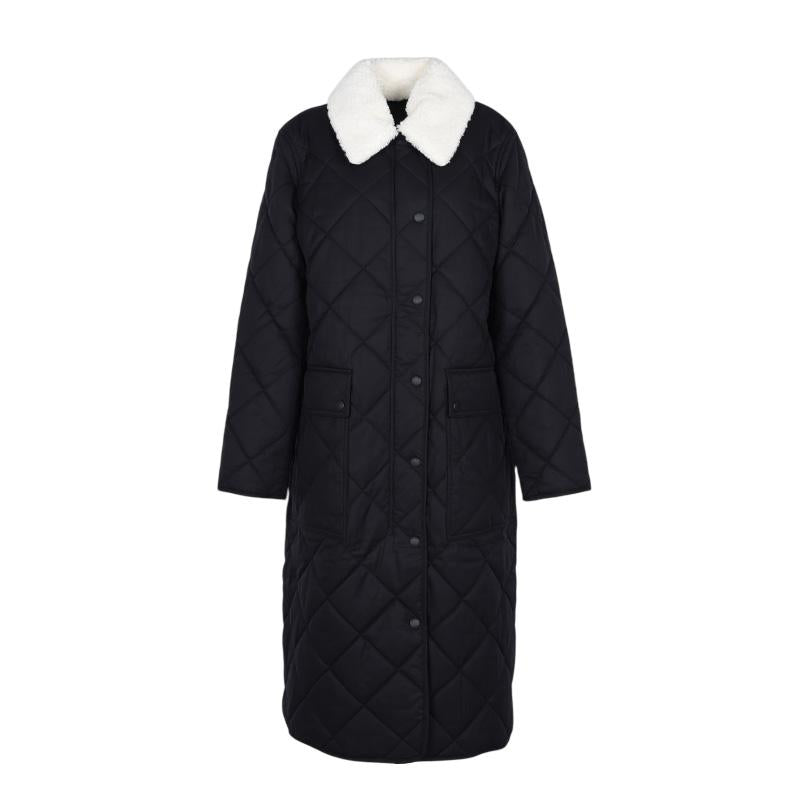 BURBERRY Camptown Long Quilted Gabardine Women’s Coat Black 80505671