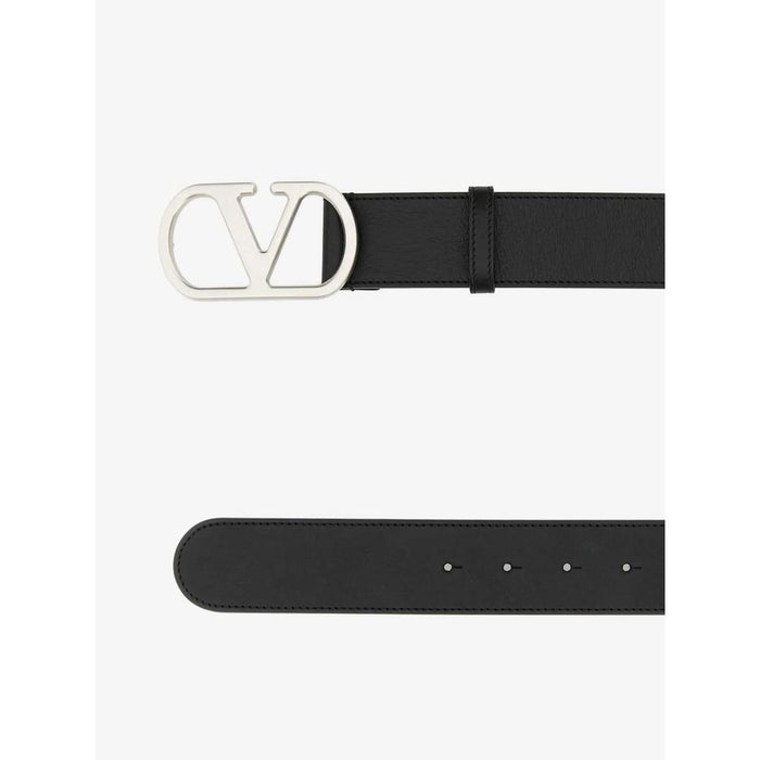 VALENTINO V Logo Men's Leather Belt Black