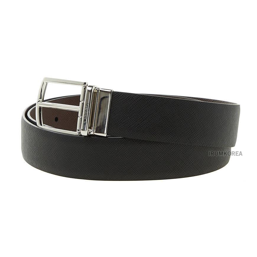 PRADA Men’s Reversible Saffiano Leather Belt Black/Brown