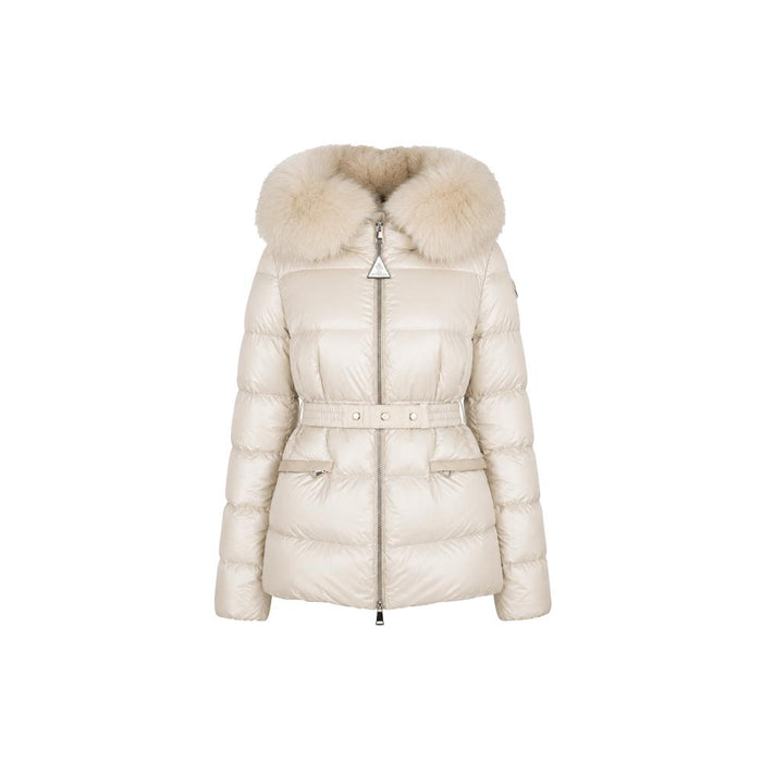 Moncler Ivory Hooded Shearling Trim Down Puffer Jacket 1A00099 595FE 268