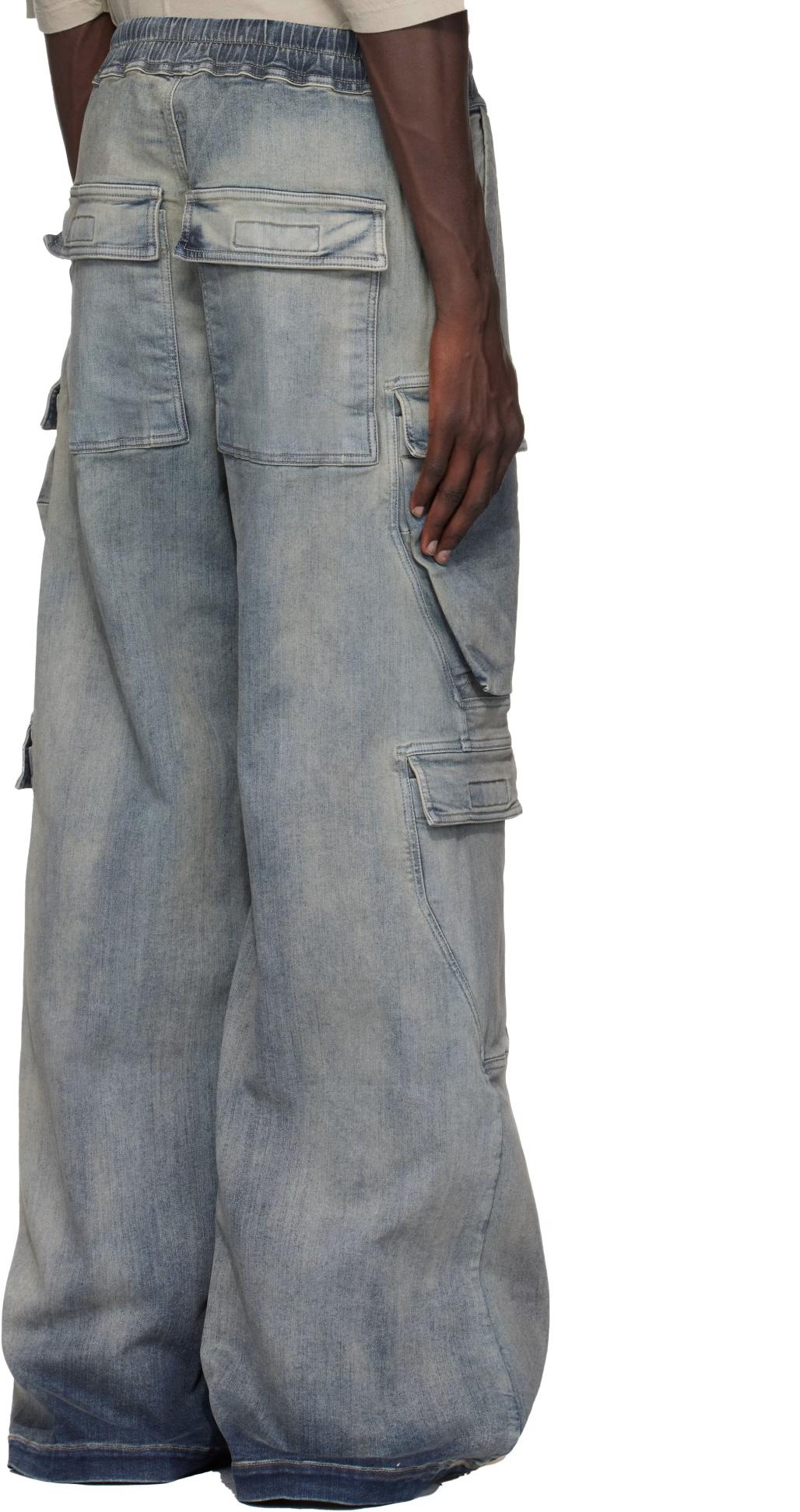 Rick Owens DRKSHDW Double Cargo Jumbo Belas Sky Stretch Denim P DU02D2398 SKY 46