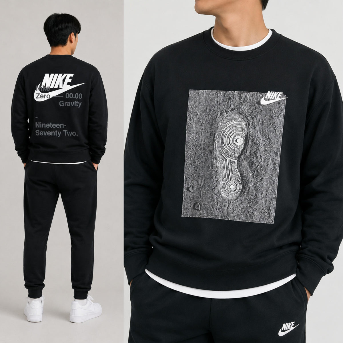 Nike Zero Gravity French Terry Crewneck Sweatshirt Black Men DD6060 010