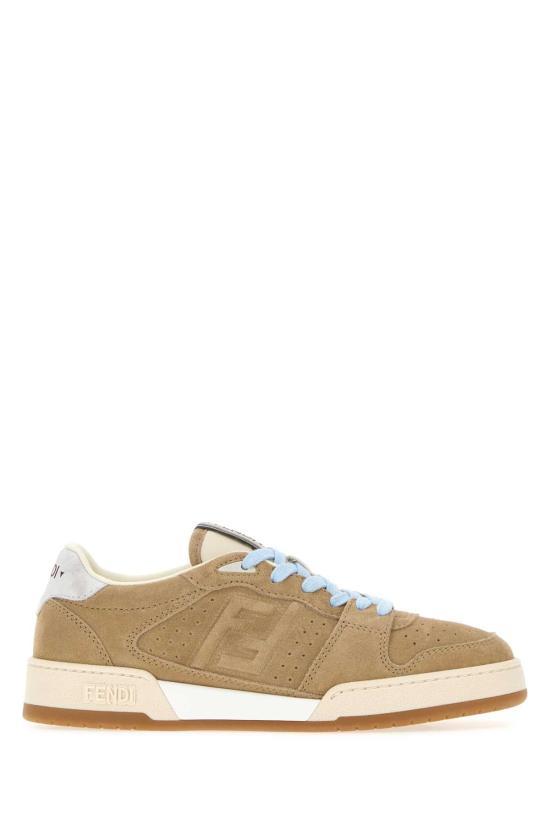 FENDI Beige Leather Low-Top Sneakers for Men