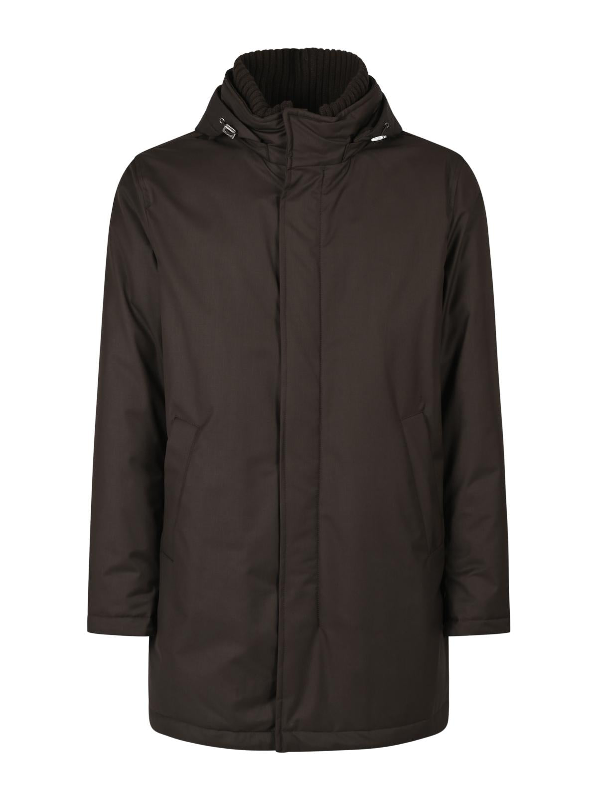 Herno Black Wool Blend Coat for Men