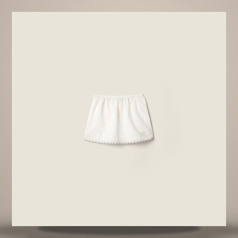 Miu Miu Embroidered Slub Poplin Midi Skirt MG2650 19IQ F0W3B