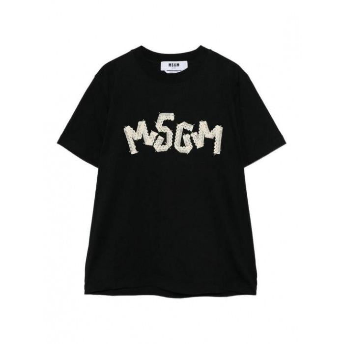 MSGM Lace Logo Short Sleeve T-Shirt