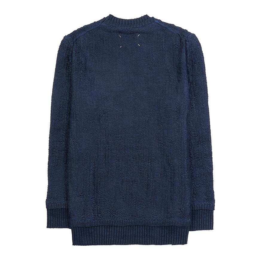 Maison Margiela Women’s Low Woven Knit Top Sweatshirt Navy