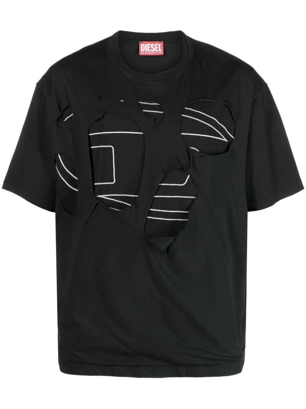 DIESEL Black TSTRAPOVAL Short Sleeve T-Shirt Unisex Cotton