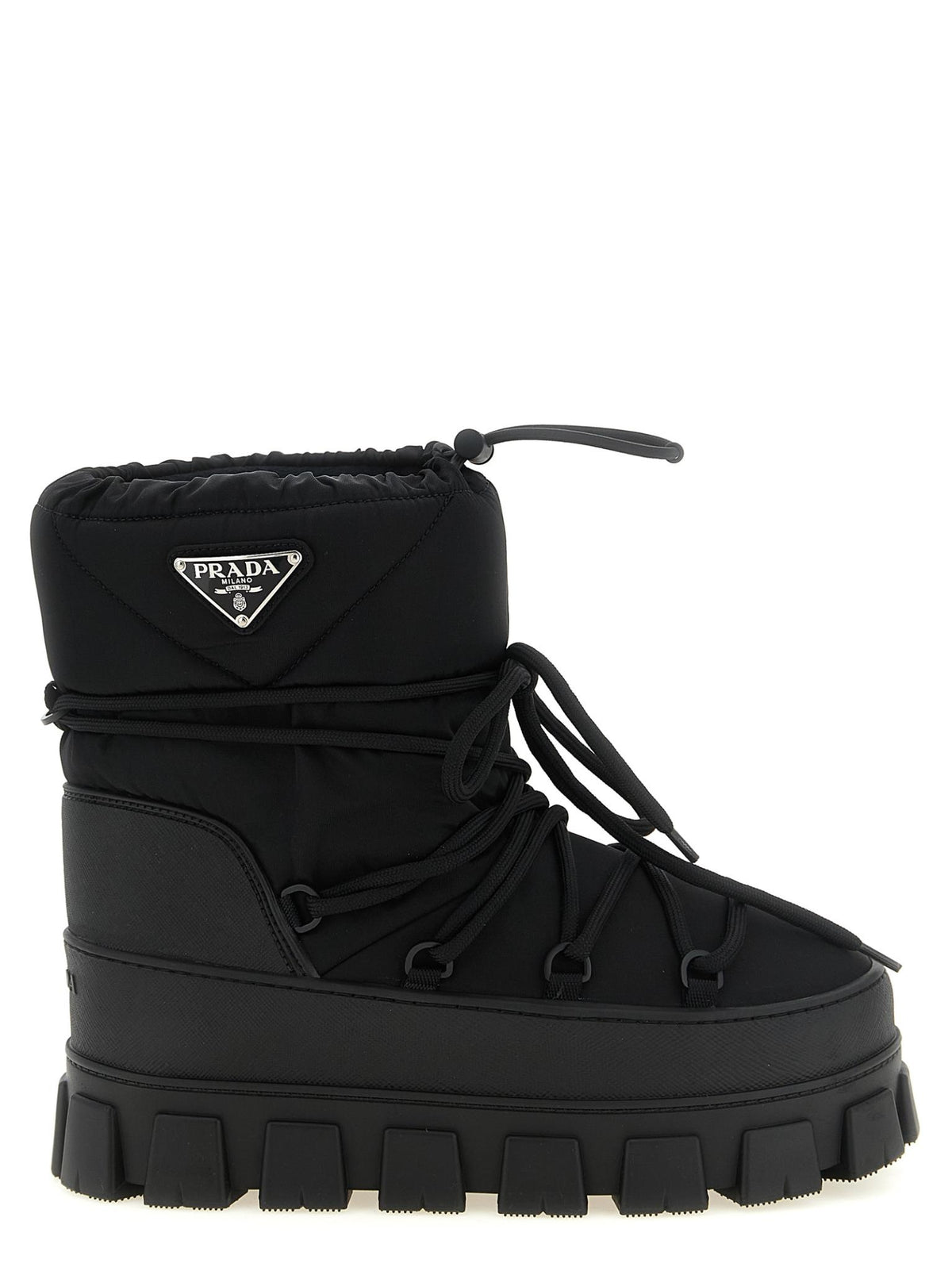 PRADA Black Leather Winter Boots