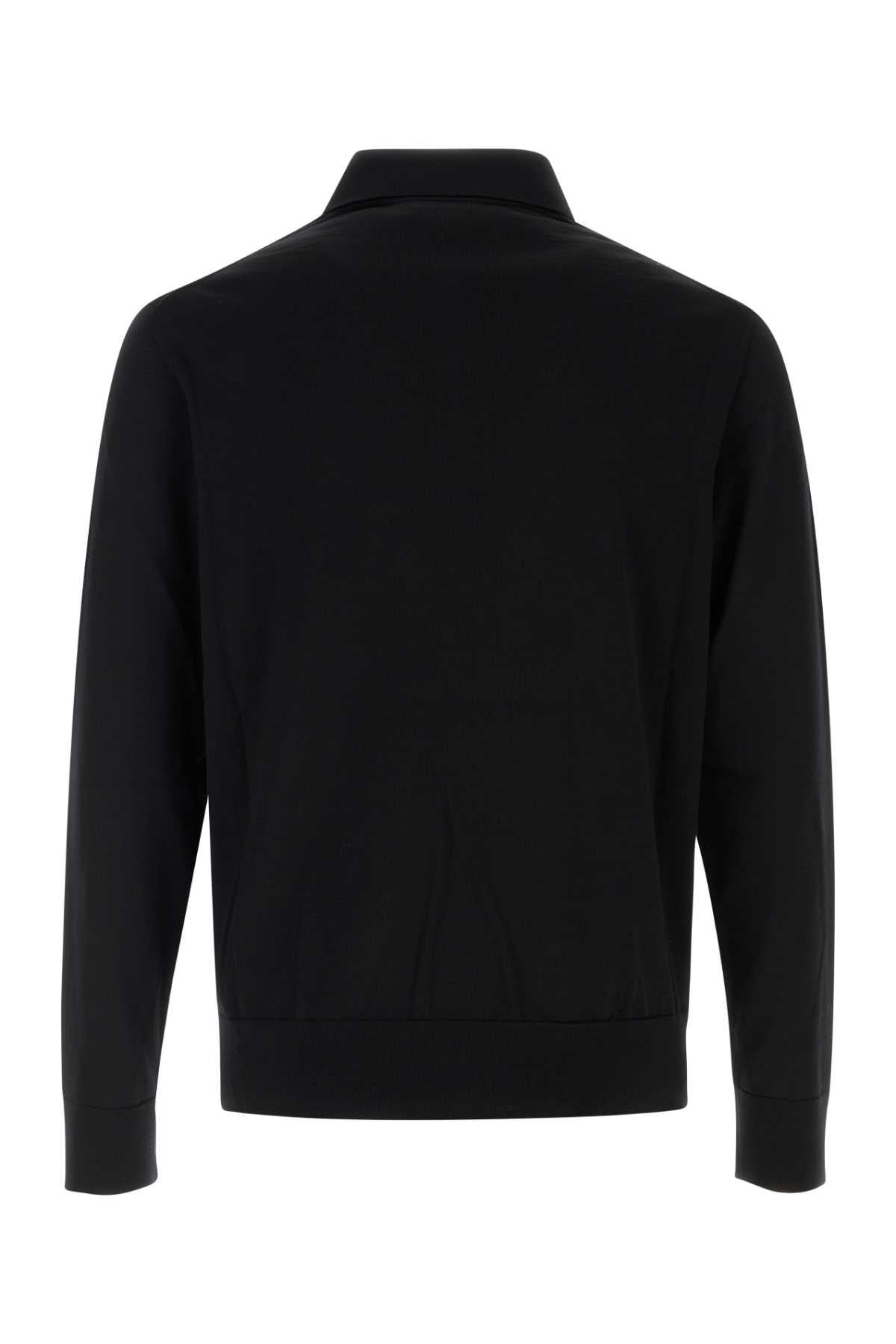 BURBERRY Black Cotton Pique Short Sleeve Polo Shirt
