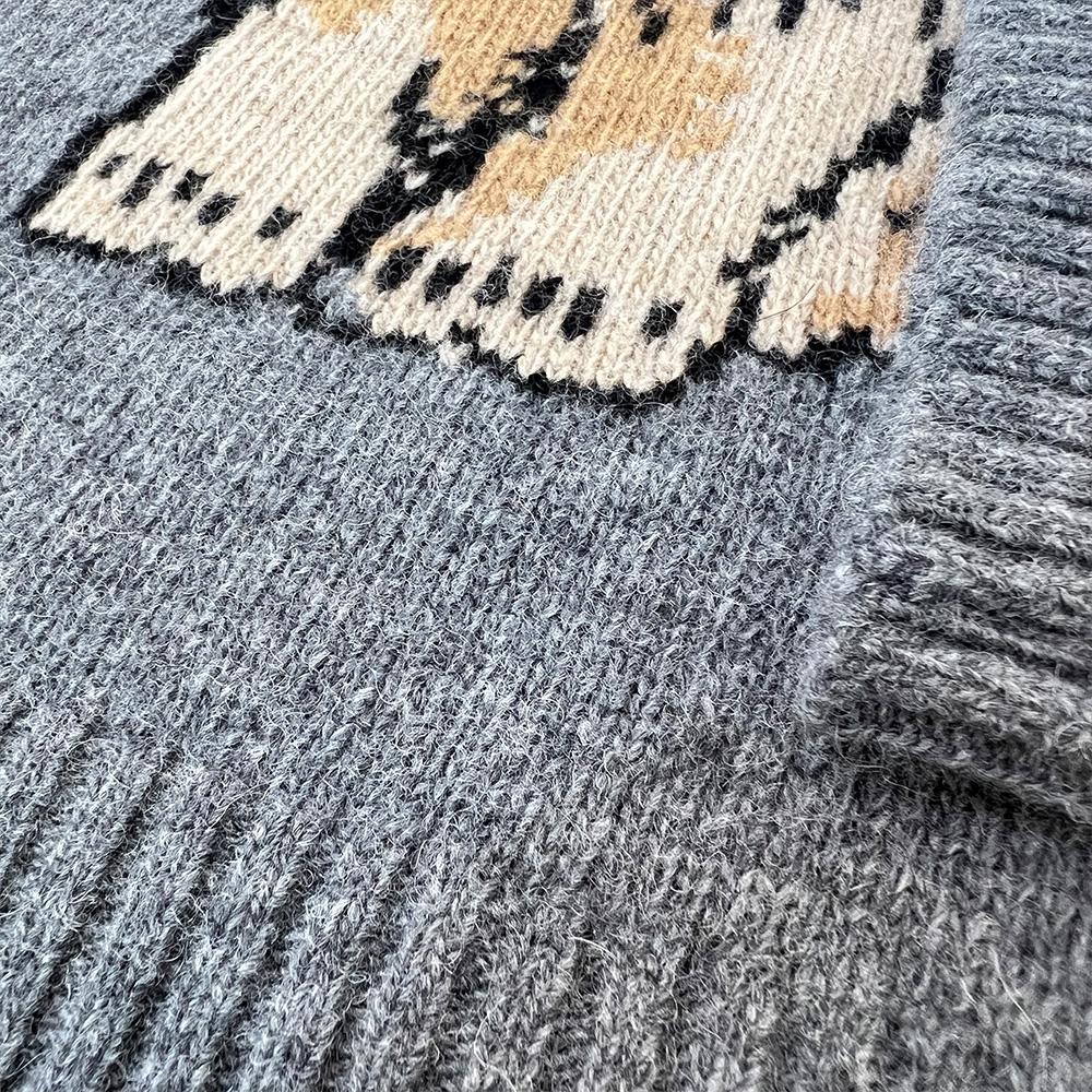 GANNI Rabbit Jacquard Crewneck Knit Sweater K2502 523