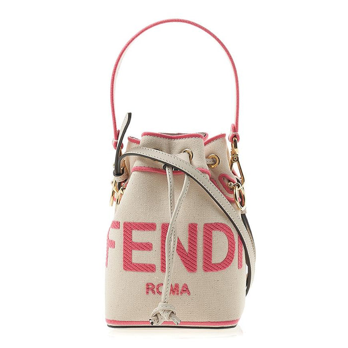 FENDI Mon Tresor Embroidered Canvas Mini Bucket Shoulder Bag