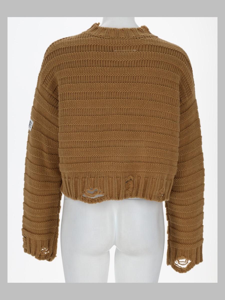 Maison Margiela Wool Blend Crewneck Knit Sweater Ivory Women