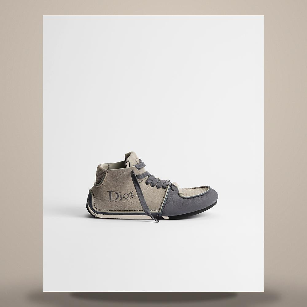 DIOR Gray Nubuck Suede Calfskin Lace-Up Boots 3BO397ACO H898