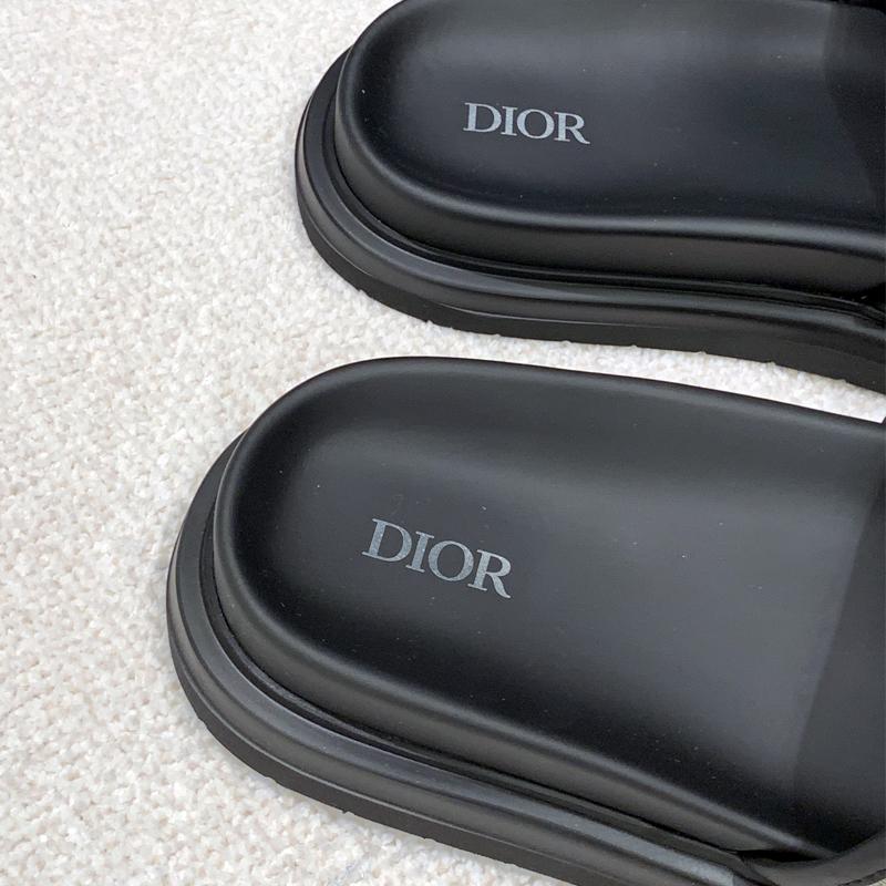 DIOR Men’s Oblique Jacquard Aqua Sandal Slippers Beige Black