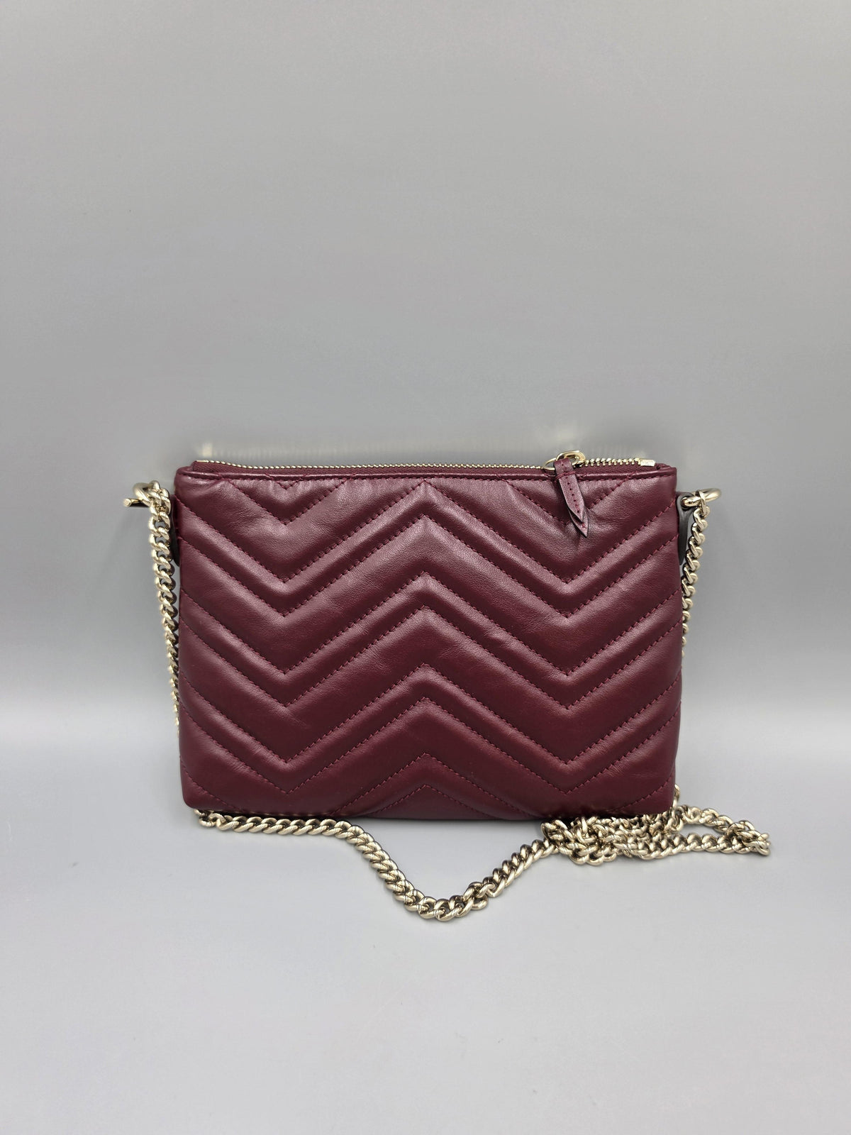 GUCCI GG Marmont Chain Pochette Crossbody Bag Ancora Red