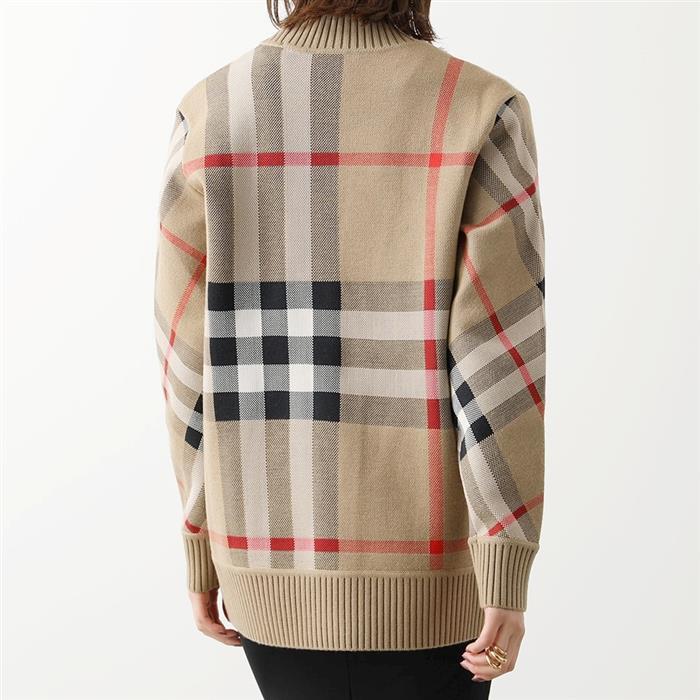 BURBERRY Check Technical Wool Jacquard Cardigan