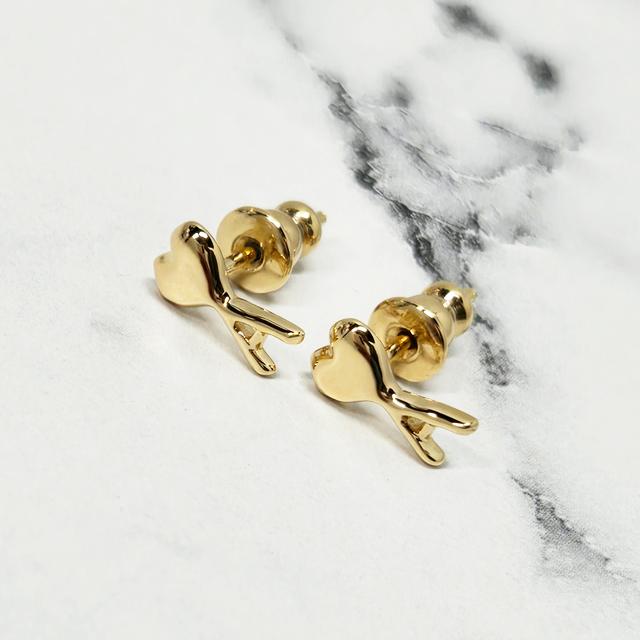 AMI Heart Logo Hammered Brass Earrings Unisex UJW445 361 902