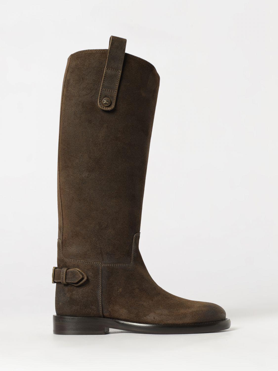 BURBERRY Black Leather Knee-High Boots