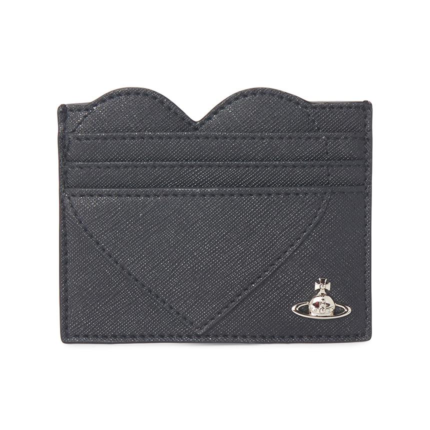 Vivienne Westwood Saffiano Heart Women’s Card Holder Wallet Black