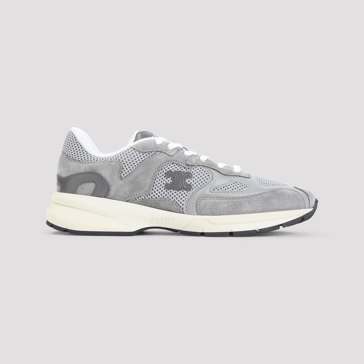 CELINE White Leather Low Top Sneakers