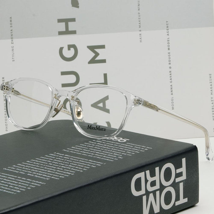 Max Mara Transparent Acetate Square Eyeglass Frames Asian Fit MM5089D 026