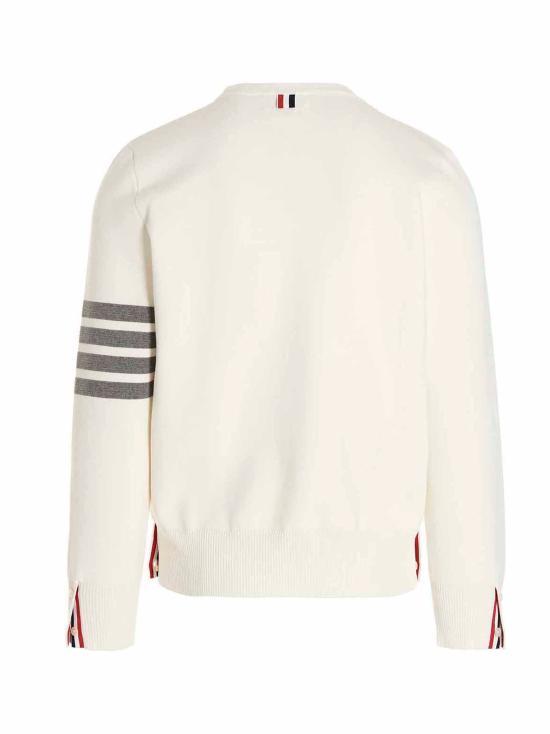 THOM BROWNE White Wool Round Neck Sweater for Men MKA202A 00219 100