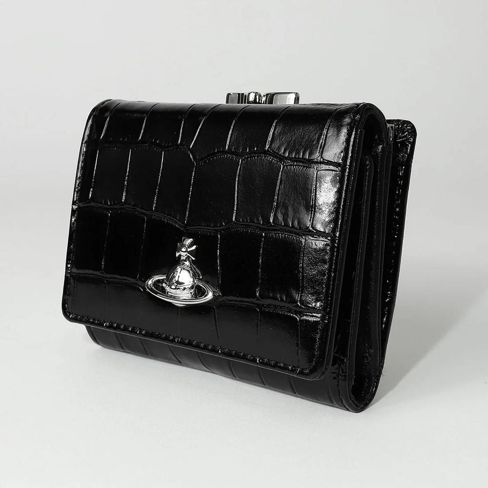Vivienne Westwood Small Frame Bifold Wallet Black Leather