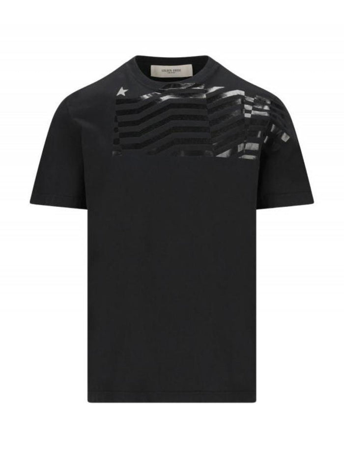 GOLDEN GOOSE Flag Logo Cotton T-Shirt