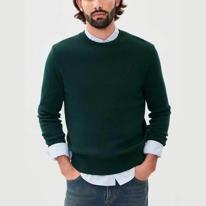 AMI Heart Logo Wool Crewneck Sweater