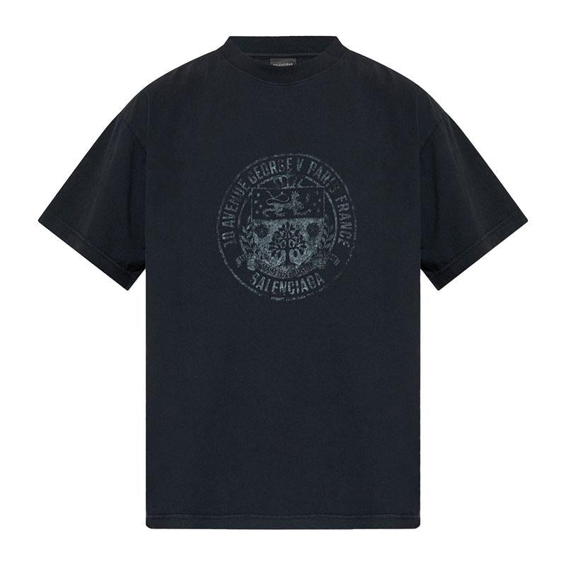BALENCIAGA Vintage Logo Print Short Sleeve T-Shirt Black Men