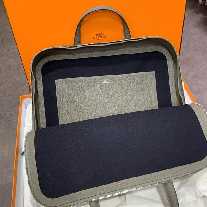 HERMES Victoria Light Brief Case Gris Unisex Tote Bag