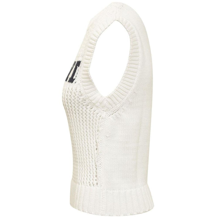 GANNI Signature Logo Knit Vest White