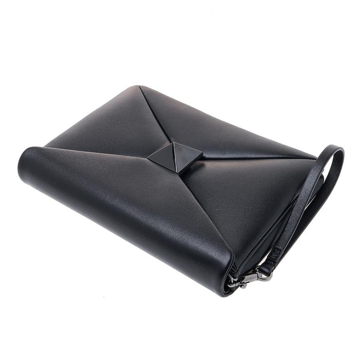 VALENTINO Garavani One Stud Black Leather Clutch Bag