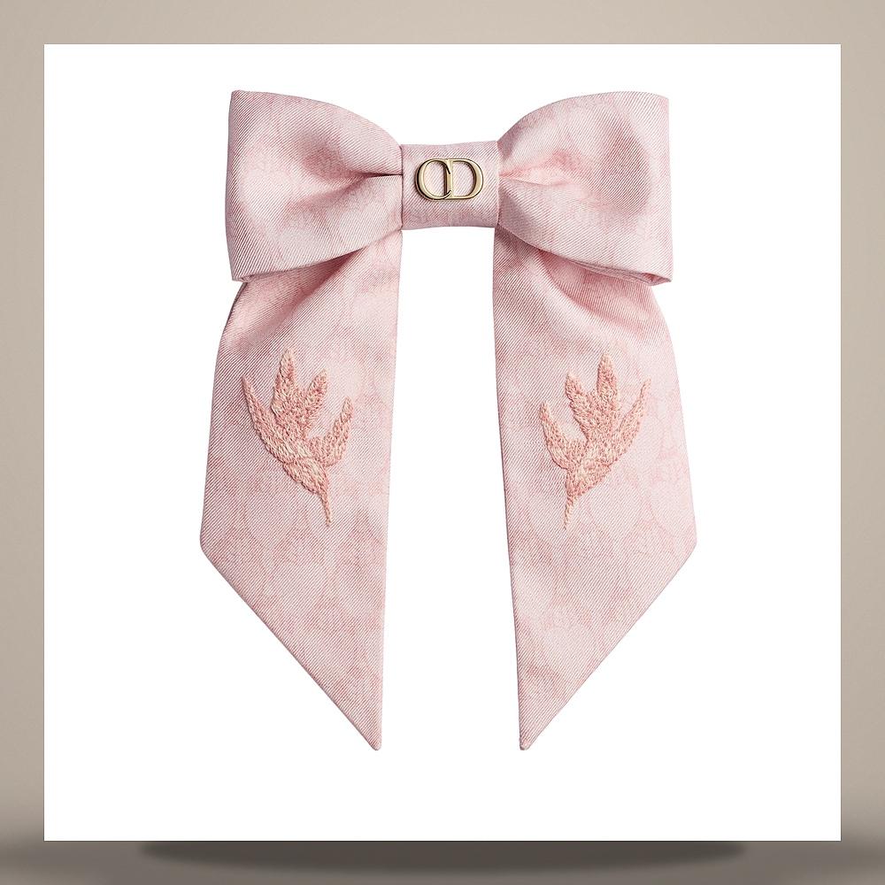 DIOR Pink Silk Twill Twist Bow Large Keyring CPA00314ETJC C408