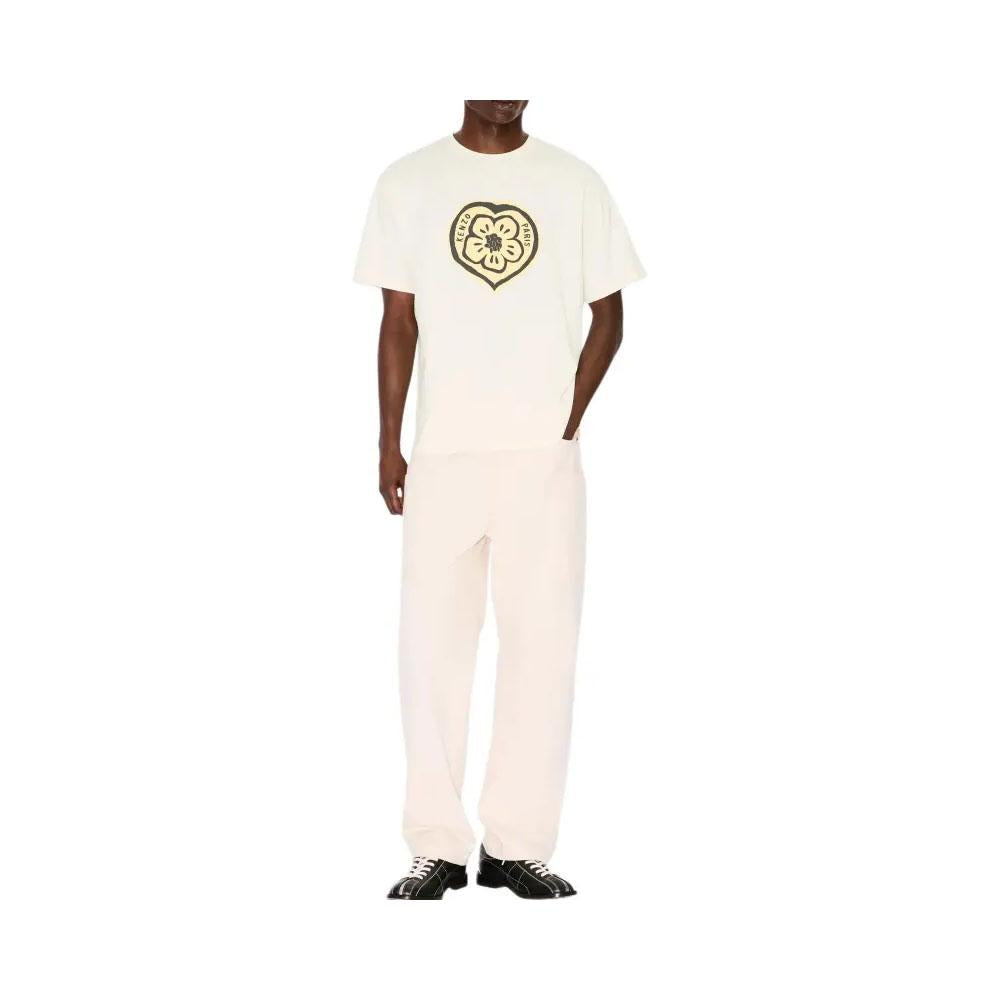KENZO Ecru Boke Heart Graphic Short Sleeve T-Shirt for Men