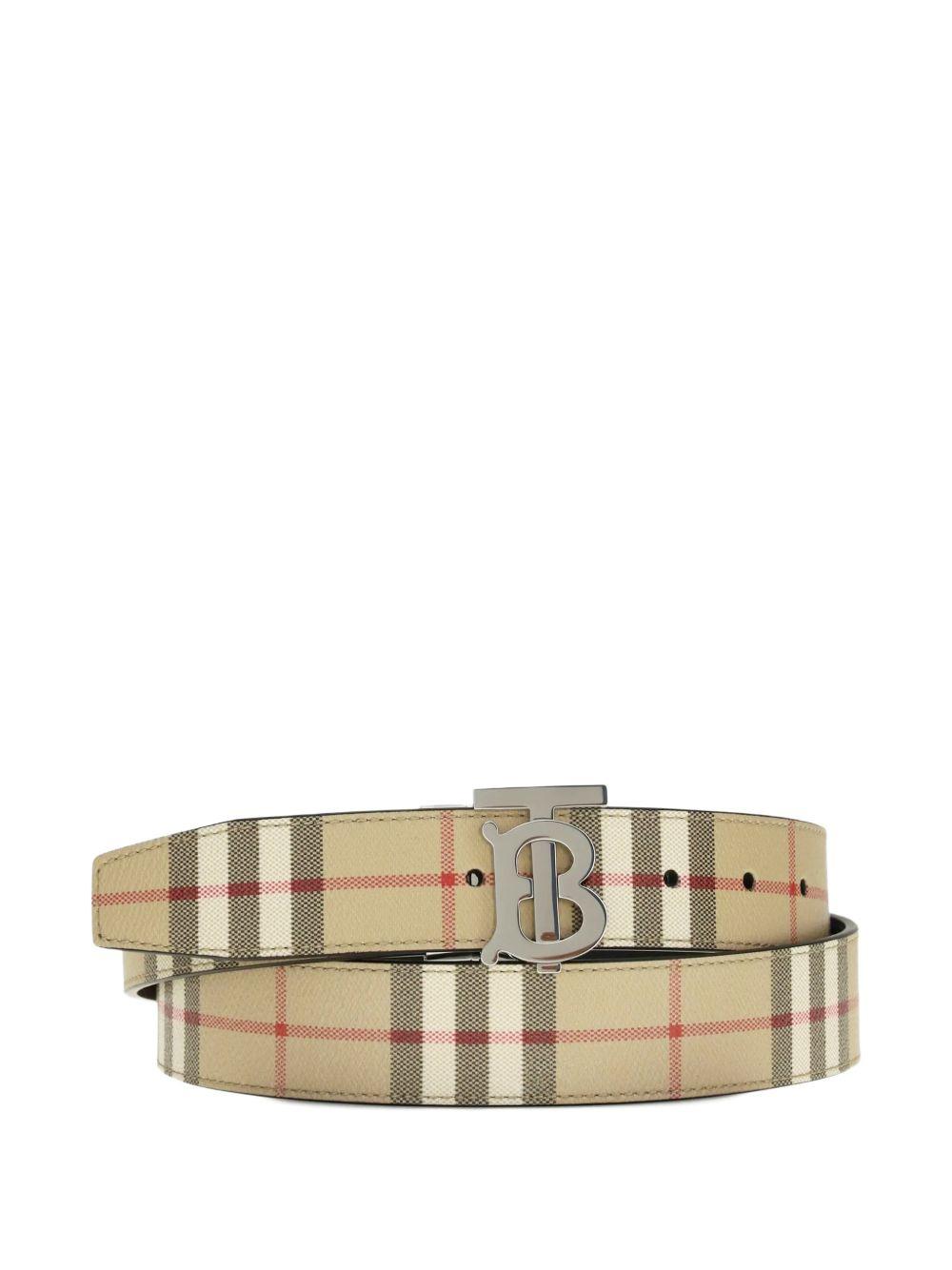 BURBERRY Black Leather Belt for Men