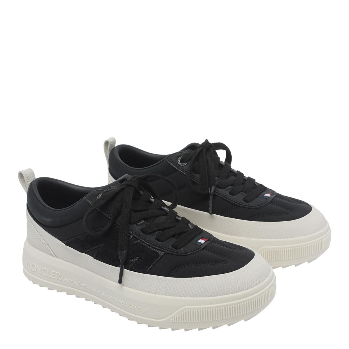 Moncler Black Leather Low-Top Sneakers