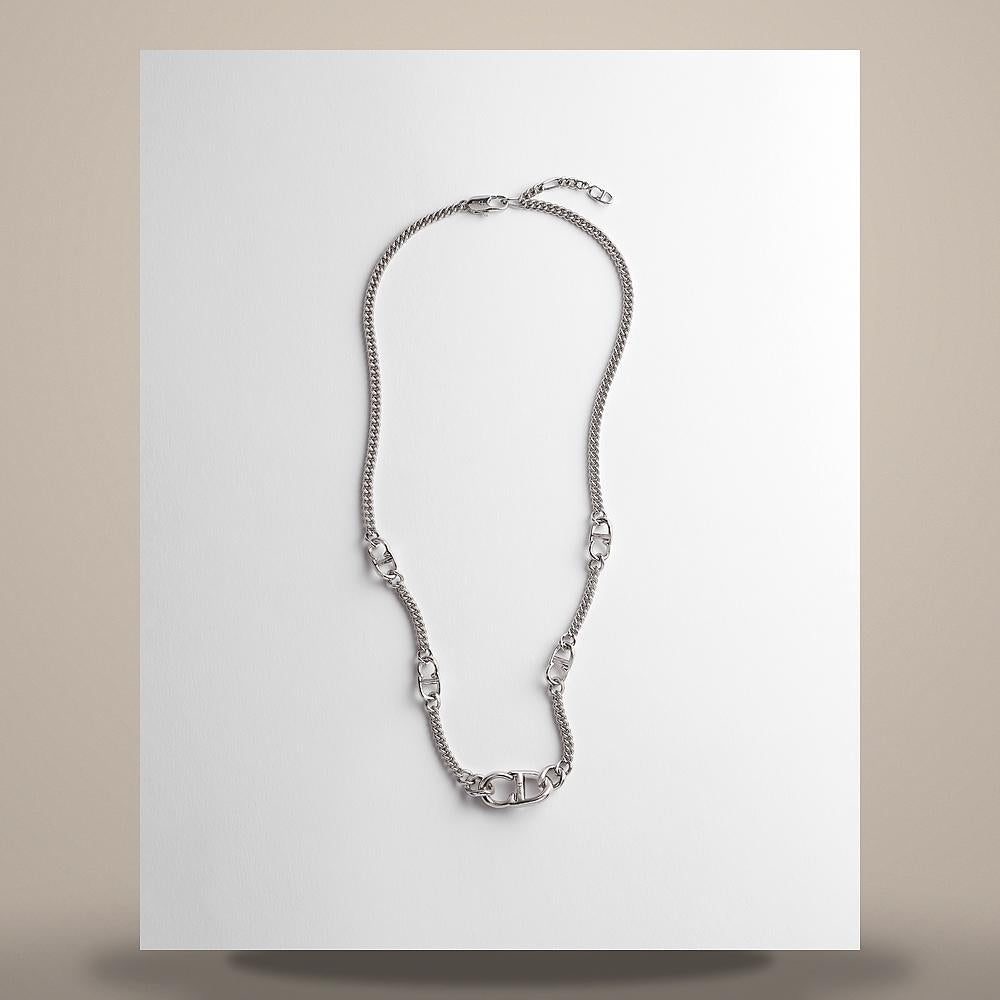 DIOR CD Icon Slim Chain Link Necklace Silver-Tone Brass N3793HOMMT D000