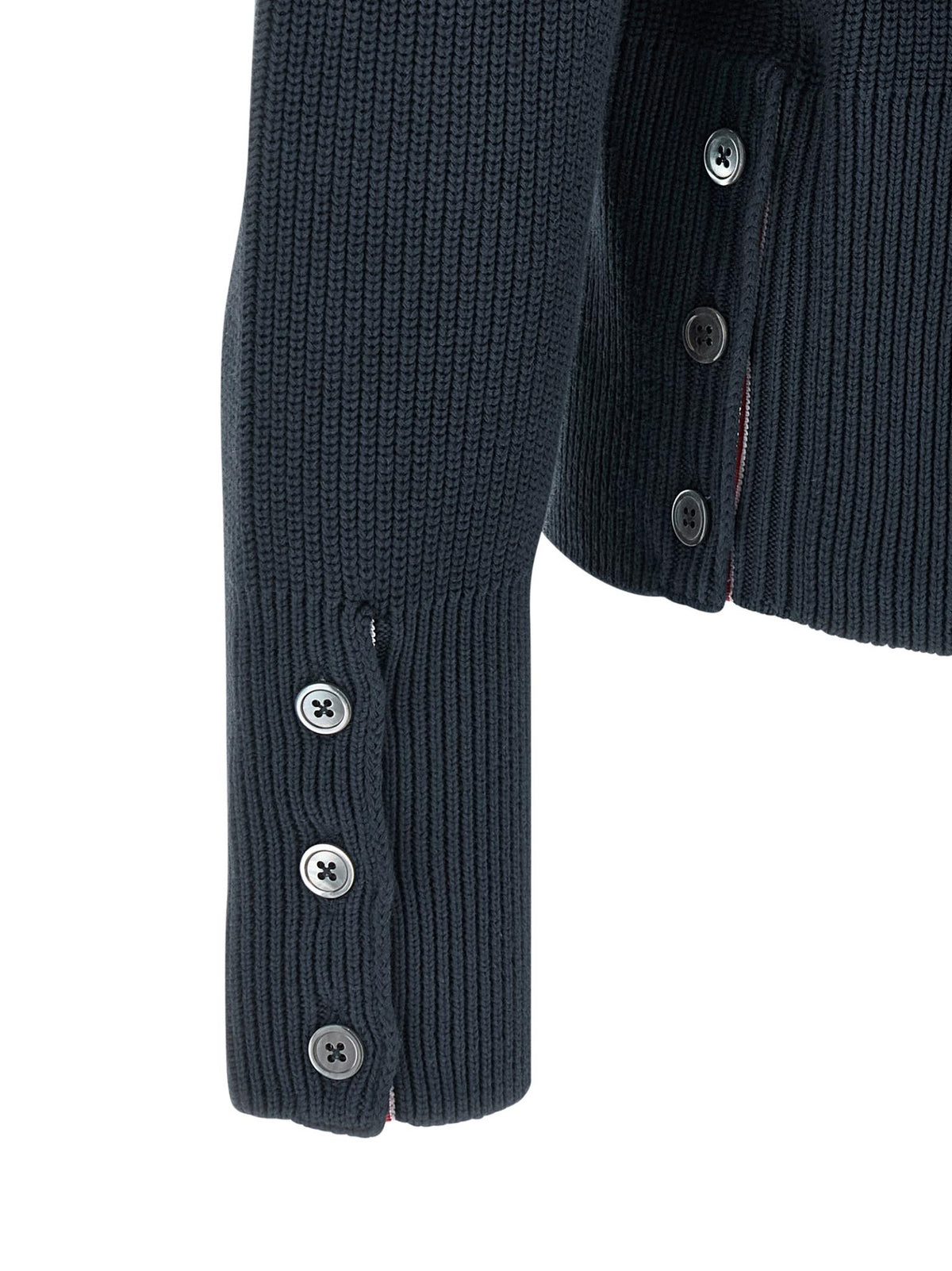 THOM BROWNE Navy Wool Round Neck Knit Sweater for Men