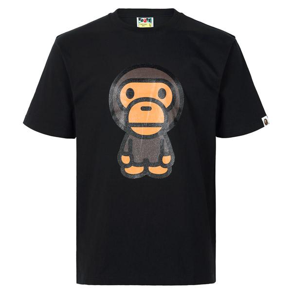 BAPE Black Glitter Big Baby Milo T-Shirt 002 TEM301011 M
