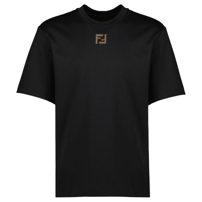 FENDI Logo Cotton Short Sleeve T-Shirt for Men White