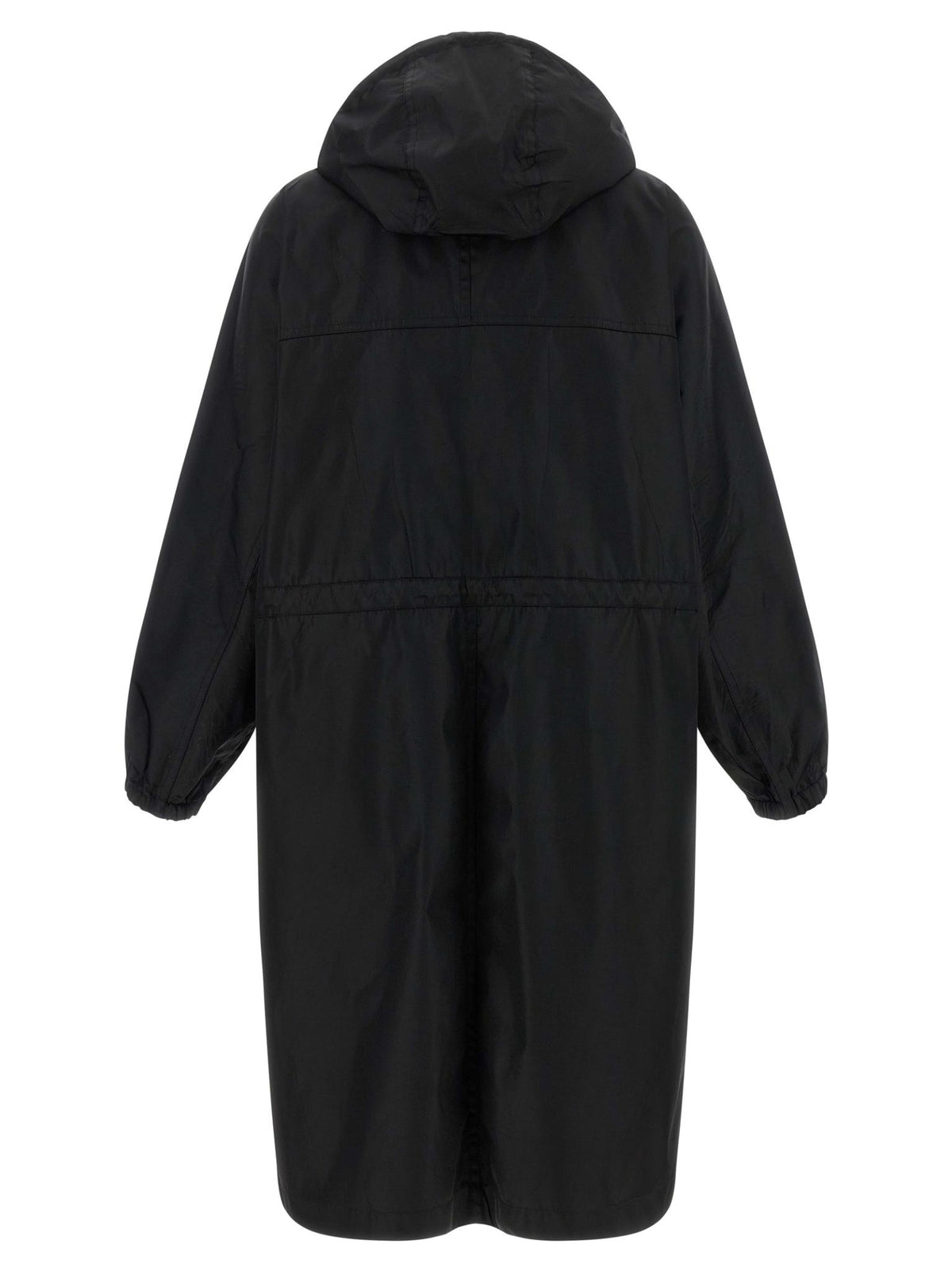 PRADA Black Nylon Hooded Raincoat Trench Coat