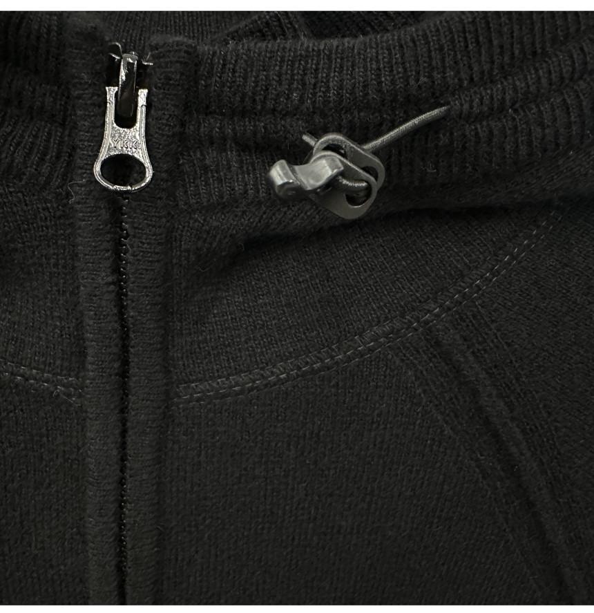 CP Company Black Lens Patch Hooded Knit Zip-Up Sweater
