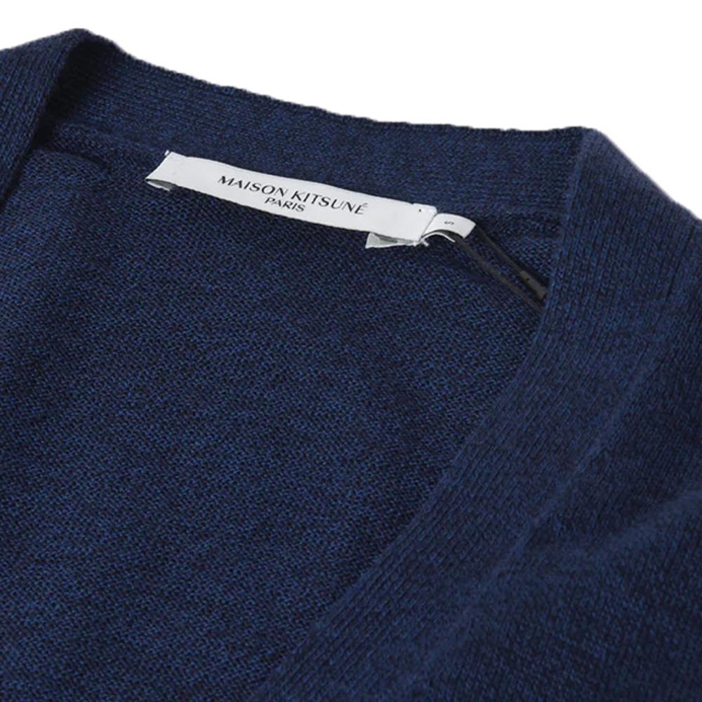 Maison Kitsune Women’s V-Neck Fox Head Cardigan Navy Knit